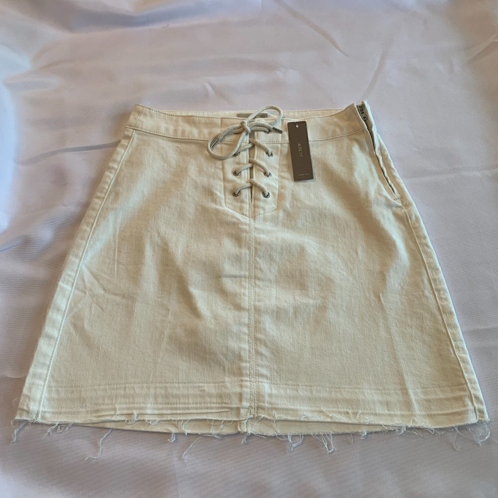 J Crew Soft White Denim mini Skirt 24P NWT